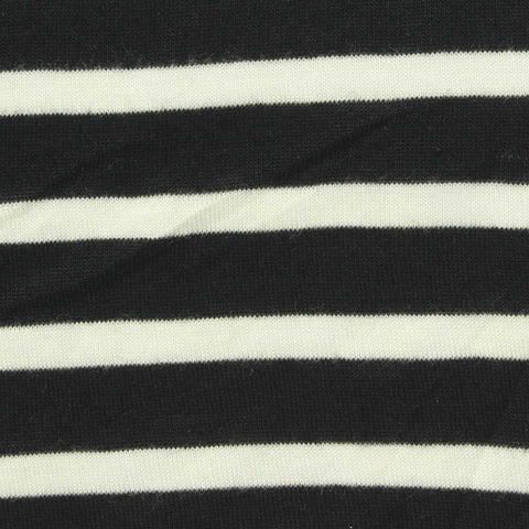 Black Horizontal-Stripe Knit, Viscose-Tencel Lyocell