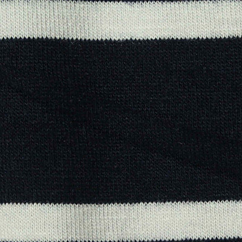 Navy Horizontal-Stripe Jersey Knit, Poly-Viscose, 170 gsm