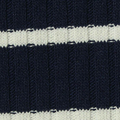 Navy Horizontal-Stripe Rib Knit, Poly-Viscose, 320 gsm