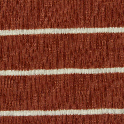 Brown Horizontal-Stripe Rib Knit, Poly-Viscose, 175 gsm