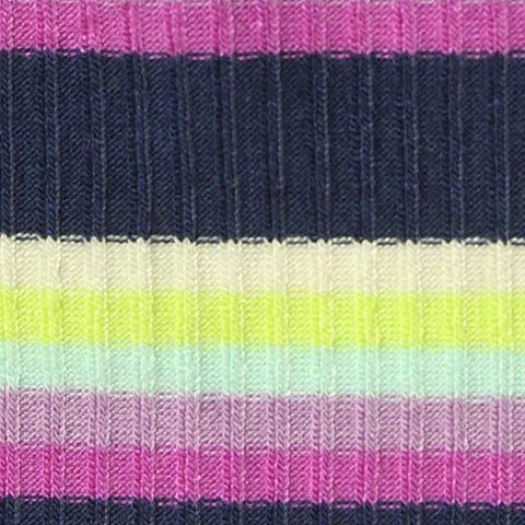 Dark Blue Horizontal-Stripe Rib Knit, Poly-Viscose, 240 gsm