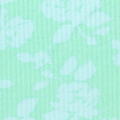 Mint Tone-on-Tone Floral Rib Knit, Viscose-Poly