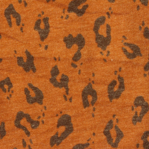 Orange Leopard Jersey Knit, Cotton-Poly