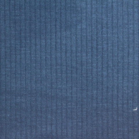 Viscose Stretch Rib Knit Fabric, 220 gsm — Blue
