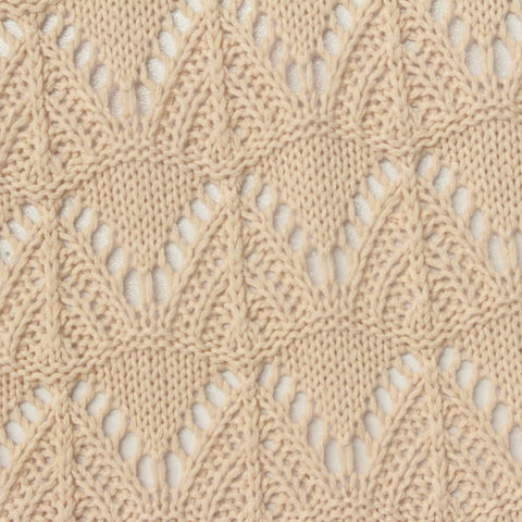 Light Beige Openwork Pointelle Knit, Poly-Cotton