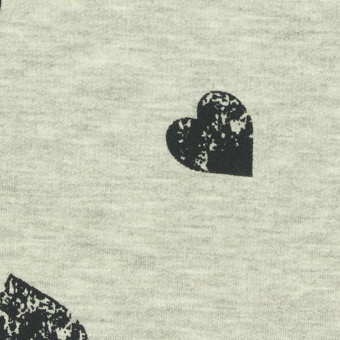 Black Hearts French Terry, Poly-Viscose