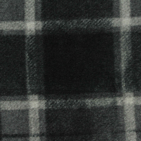 Dark Grey Plaid Fleece, Polyester, 180 gsm