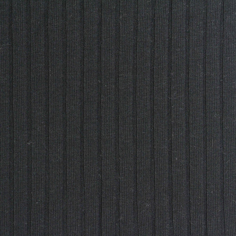 Cotton Polyester Stretch Rib Knit Fabric, 230 gsm, 130 cm — Black