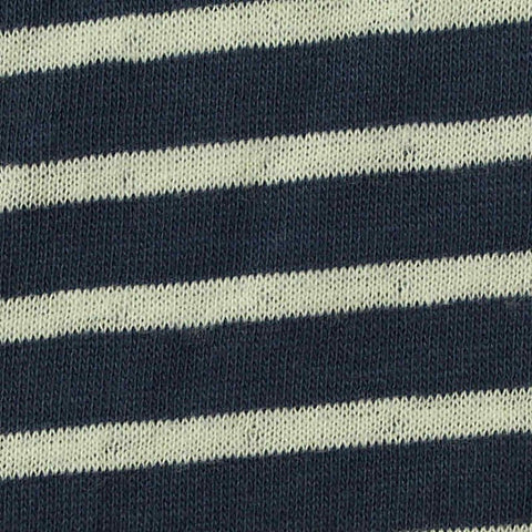 Navy Horizontal-Stripe Interlock Knit, Cotton, 210 gsm