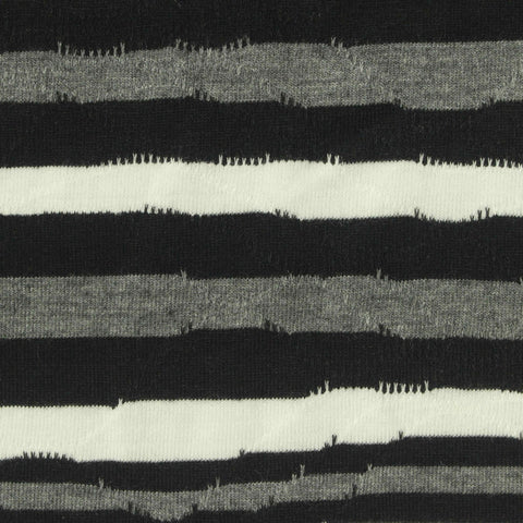 Black Horizontal-Stripe Jersey Knit, Poly-Viscose, 155 gsm, 170 cm