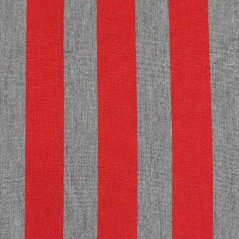 Red Vertical-Stripe Jersey Knit, Poly-Viscose