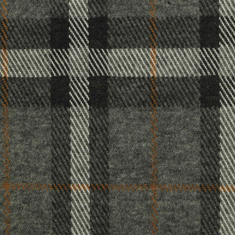 Grey Plaid Interlock Knit, Poly-Viscose, 232 gsm