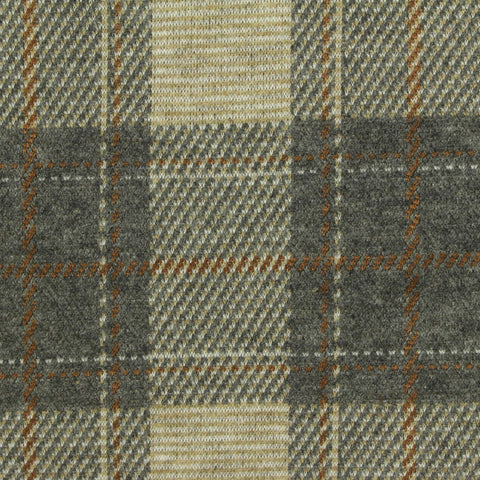 Grey Plaid Interlock Knit, Polyester, 252 gsm