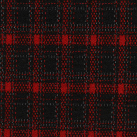 Red Plaid Interlock Knit, Polyester, 378 gsm