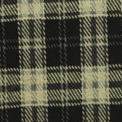 Black Plaid Interlock Knit, Poly-Viscose, 308 gsm