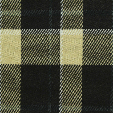 Black Plaid Interlock Knit, Poly-Viscose, 389 gsm
