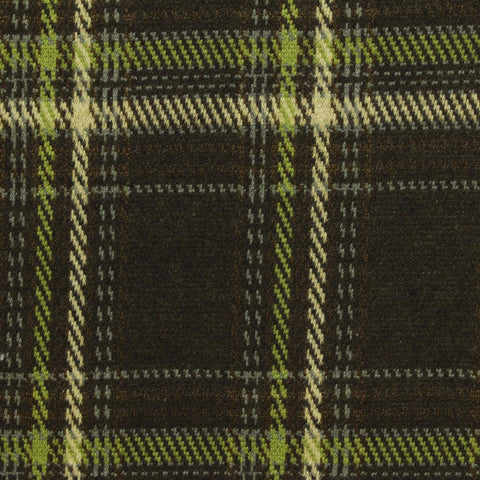Dark Brown Plaid Interlock Knit, Polyester, 345 gsm