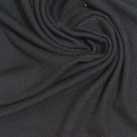 Modal Stretch Rib Knit Fabric, 190 gsm, 125 cm — Black