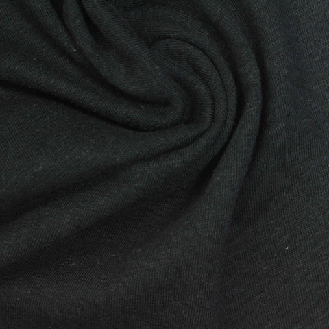 Yarn-Dyed Linen Cotton Jersey Knit Fabric, 190 gsm, 150 cm — Black