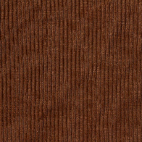 Slub Cotton Stretch Rib Knit Fabric, 220 gsm, 125 cm — Brown