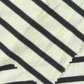 Striped Viscose Stretch Jersey Knit Fabric, 180 gsm, 150 cm — White