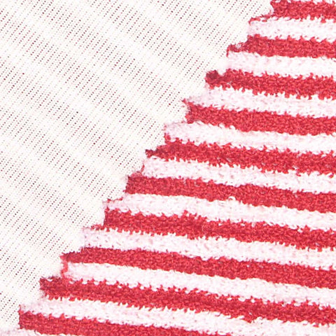Red Horizontal-Stripe Interlock Knit, Polyester, 250 gsm