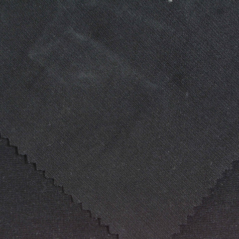 Polyester Viscose Stretch Ponte Knit Fabric, 310 gsm, 160 cm — Black