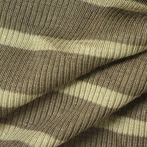 Striped Viscose Stretch Rib Knit Fabric, 270 gsm, 120 cm — Khaki
