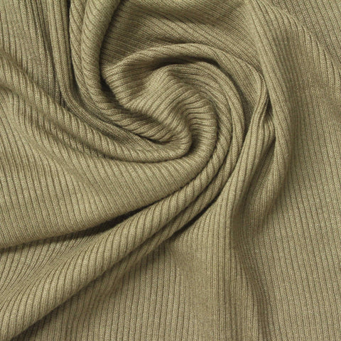 Viscose Stretch Rib Knit Fabric, 240 gsm, 120 cm — Khaki