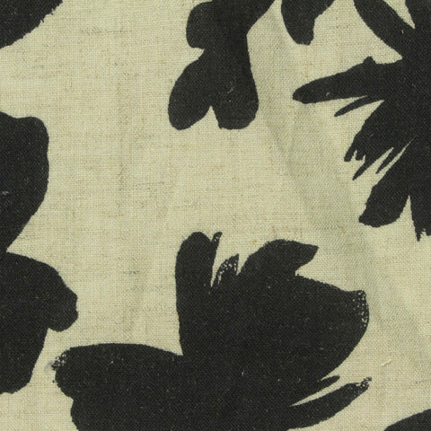 Black Abstract-Floral Woven, Viscose-Linen