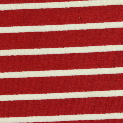 Red Horizontal-Stripe French Terry, Cotton-Poly, 270 gsm