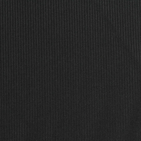 Polyester Stretch Rib Knit Fabric, 260 gsm, 150 cm — Black