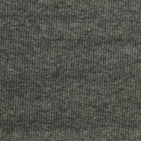 Heathered Grey Marl Rib Knit, Poly-Cotton, 270 gsm