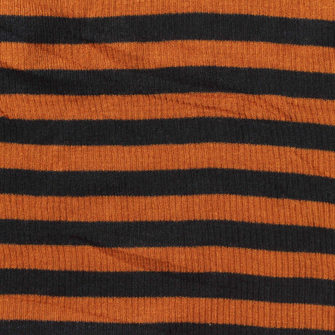 Orange Horizontal-Stripe Rib Knit, Viscose