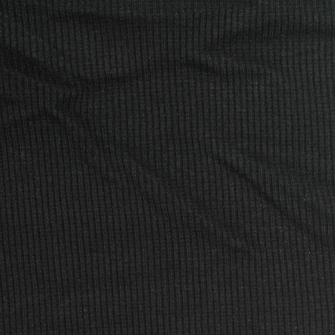 Cotton Polyester Stretch Rib Knit Fabric, 350 gsm, 137 cm — Black
