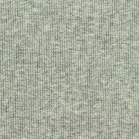 Light Grey Marl Rib Knit, Cotton, 160 gsm, 110 cm