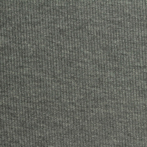 Heathered Grey Marl Rib Knit, Polyester, 260 gsm