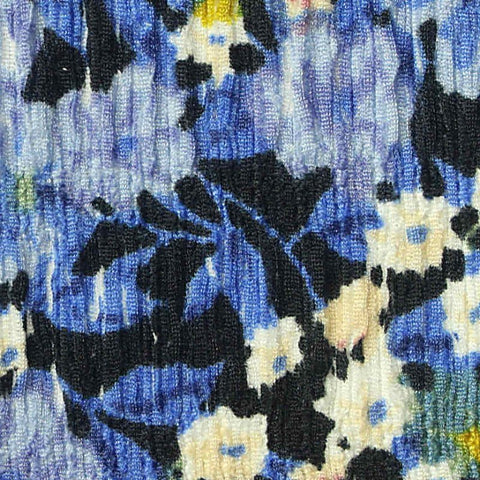 Blue Floral Crepe, Polyester, 185 gsm