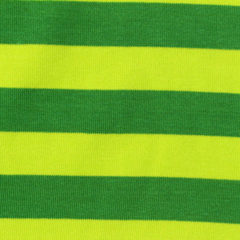 Green Horizontal-Stripe Rib Knit, Viscose-Cotton