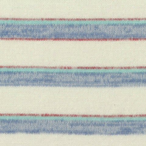 Cream Horizontal-Stripe Jersey Knit, Poly-Viscose, 205 gsm