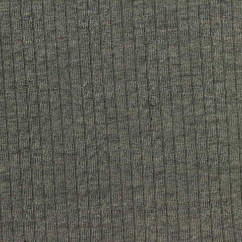 Heathered Grey Marl Rib Knit, Poly-Cotton, 240 gsm