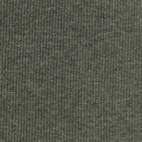 Dark Grey Marl Rib Knit, Poly-Cotton, 330 gsm