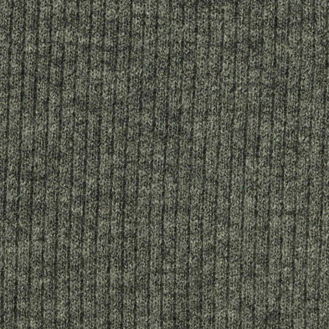Dark Grey Marl Rib Knit, Poly-Cotton, 330 gsm