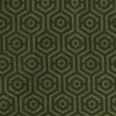 Dark Green Geometric-Hexagon Interlock Knit, Poly-Cotton
