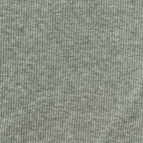 Heather Grey Marl Rib Knit, Cotton-Poly, 349 gsm