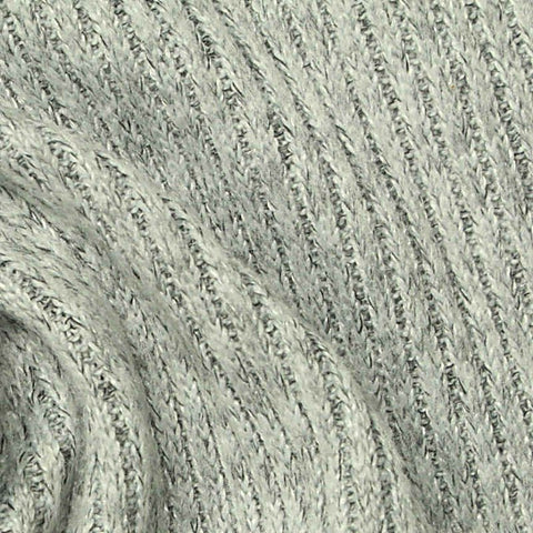 Light Grey Marl Rib Knit, Polyester, 230 gsm, 160 cm