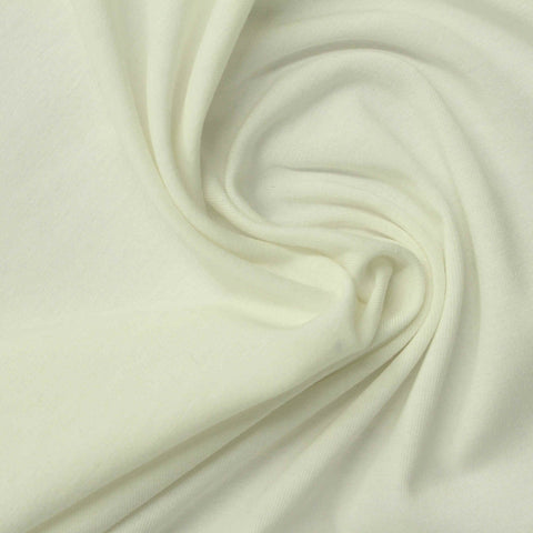 Cotton Stretch Jersey Knit Fabric, 153 gsm, 150 cm — White