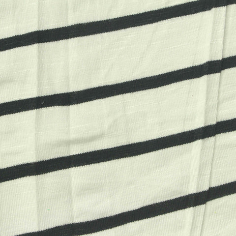 Off-White Horizontal-Stripe Jersey Knit, Viscose, 220 gsm
