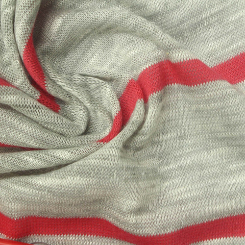 Red Horizontal-Stripe Chunky Knit, 175 gsm