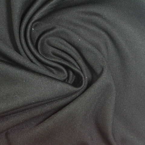 Polyester Stretch Sateen Fabric, 220 gsm — Black